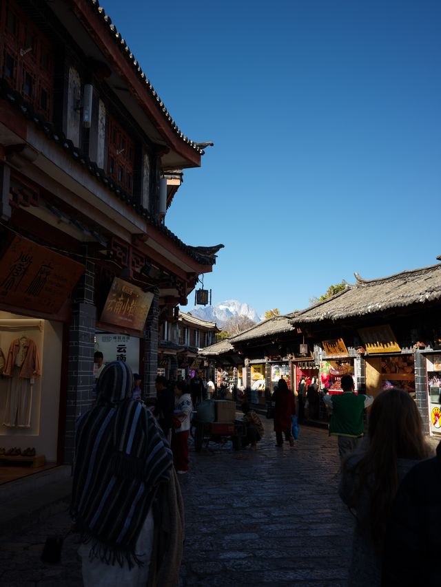 古街两侧店铺与行人。
